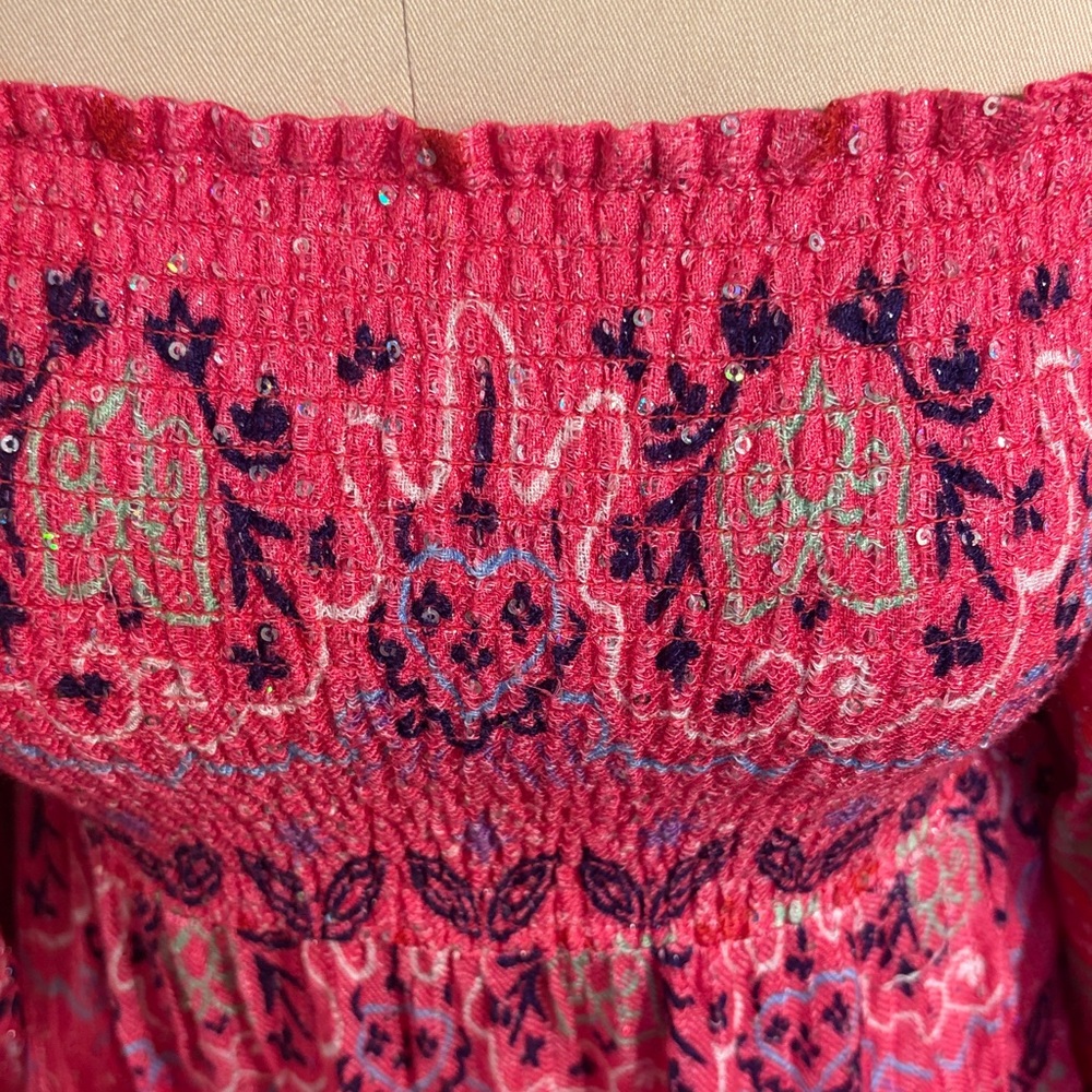 SUNDRESS Hot Pink Boho Smocked Mini Dress - Picture 3 of 10